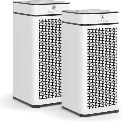 Medify MA-40 Air Purifier with True HEPA H13 Filter | 1,793 Ft² Coverage in 1Hr for Smoke, Wildfires, Odors, Pollen, Pets | Quiet 99.9% Removal to 0.1 Microns | White, 2-Pack